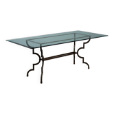 Antique glass and wrought iron table, Italy, 20th century