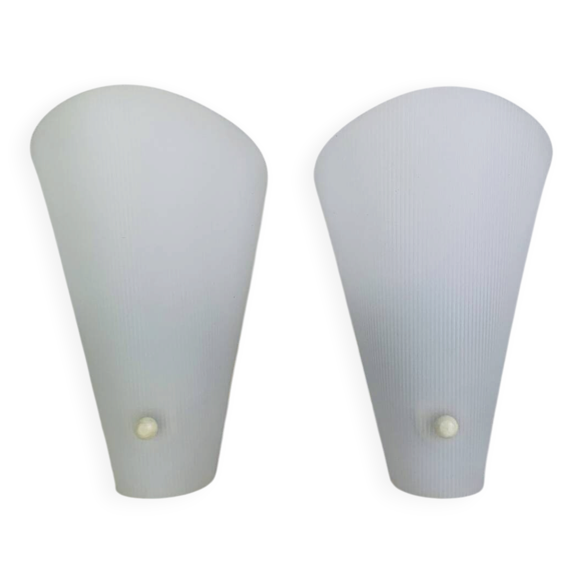 Pair of 1950s striped plastic wall lights.