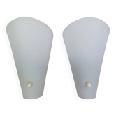 Pair of 1950s striped plastic wall lights.