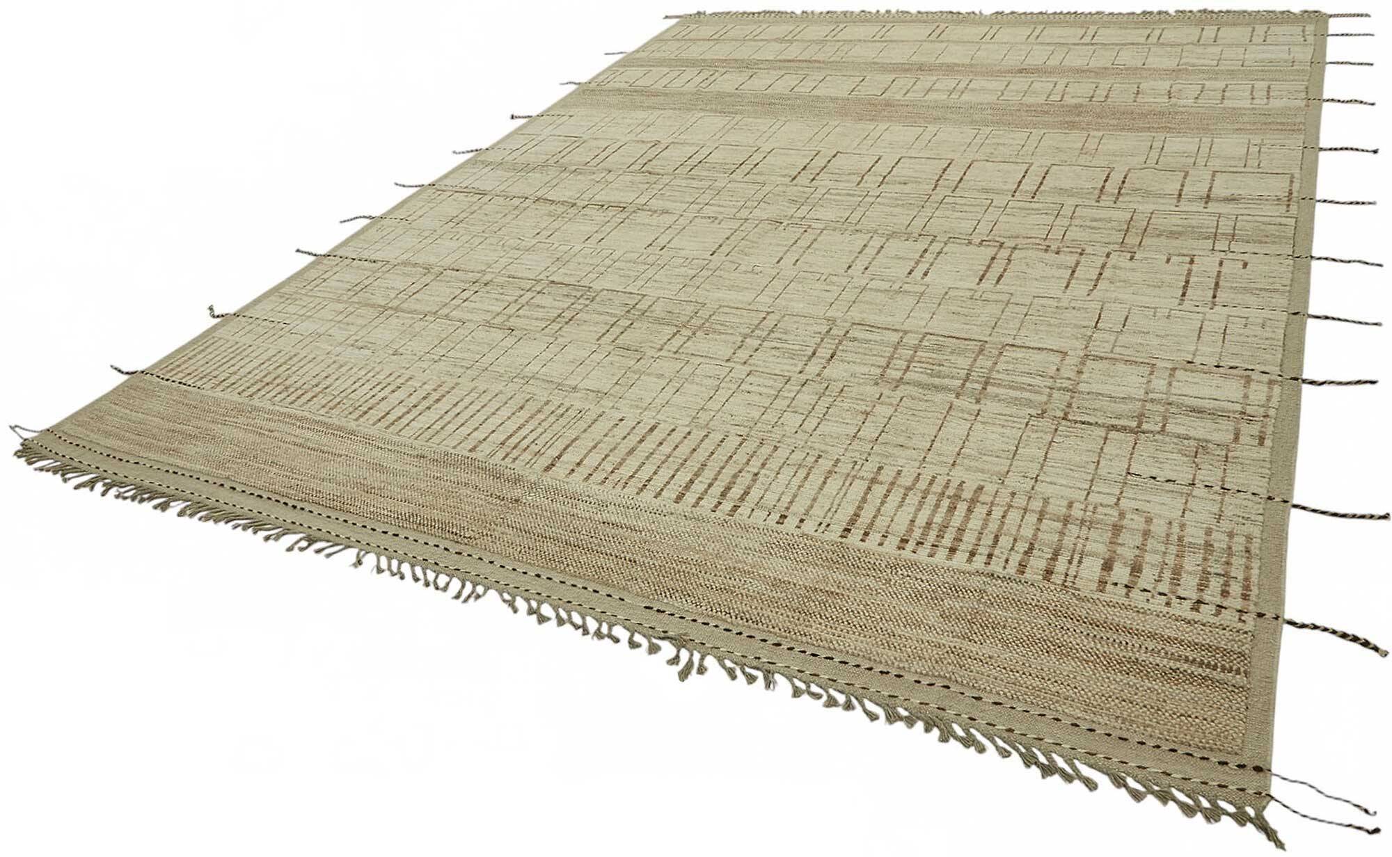 Handwoven Turkish Rustic 318 cm x 430 cm Beige Wool Carpet