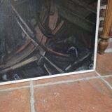 Pair of oil on canvas paintings of a boat interior from the 50s/70s