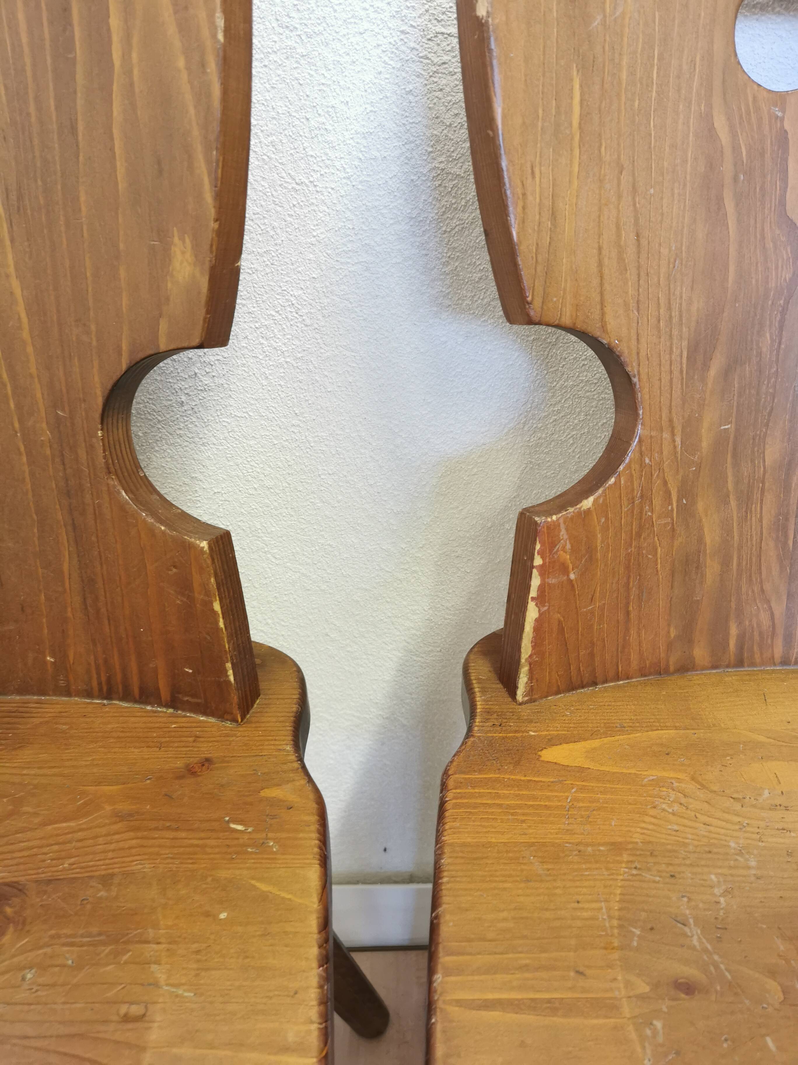 Vintage Tyrolean Wooden Dining Chairs - 1970s Farmhouse Style - Set of 4