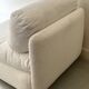 Italian off-white chenille armchair with a wooden base, 1970s design.