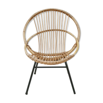 Rattan and metal chair