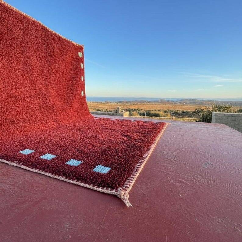 Traditional handmade Atlas wool Berber rug, size 150x250 cm.