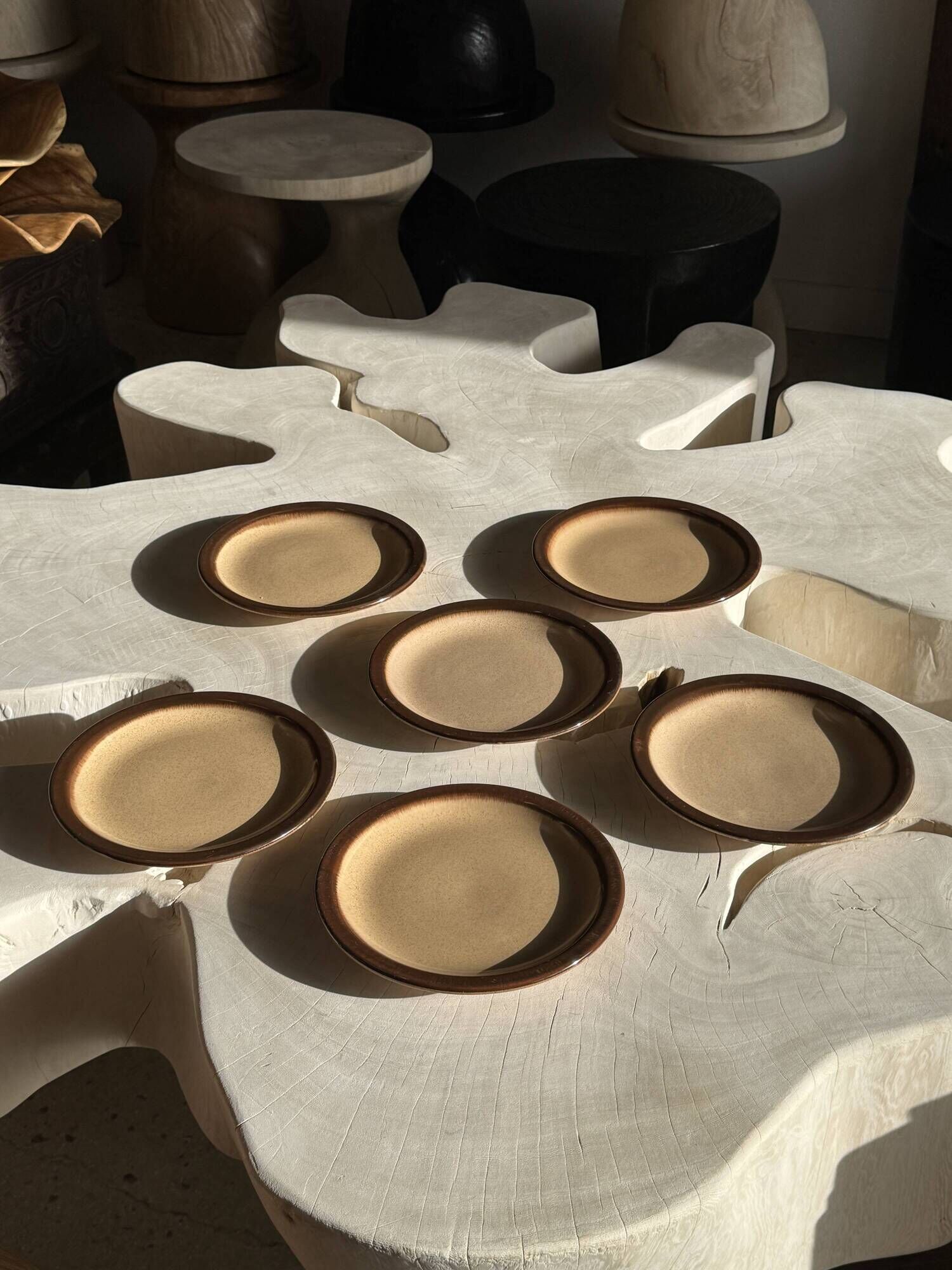 Set of 6 small stoneware dessert plates, Oxford brand, made in Brazil