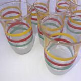 Lot de 7 verres tricolores ancien