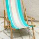 Transat pliant en bois et toile vintage