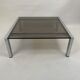 Vintage square coffee table chrome structure and smoked glass top