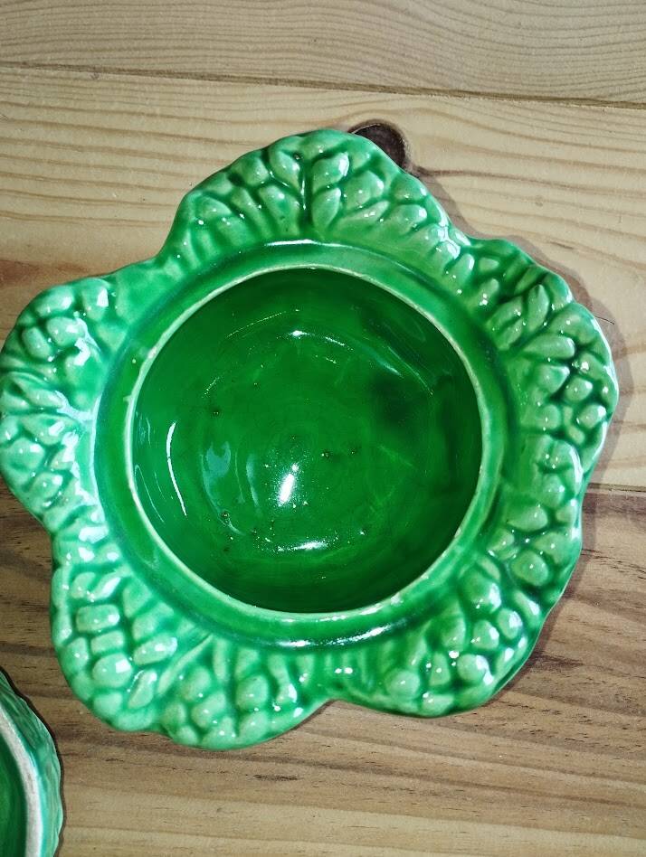 Vintage ceramic barbotine bonbonnière in the shape of a cabbage – 1950s