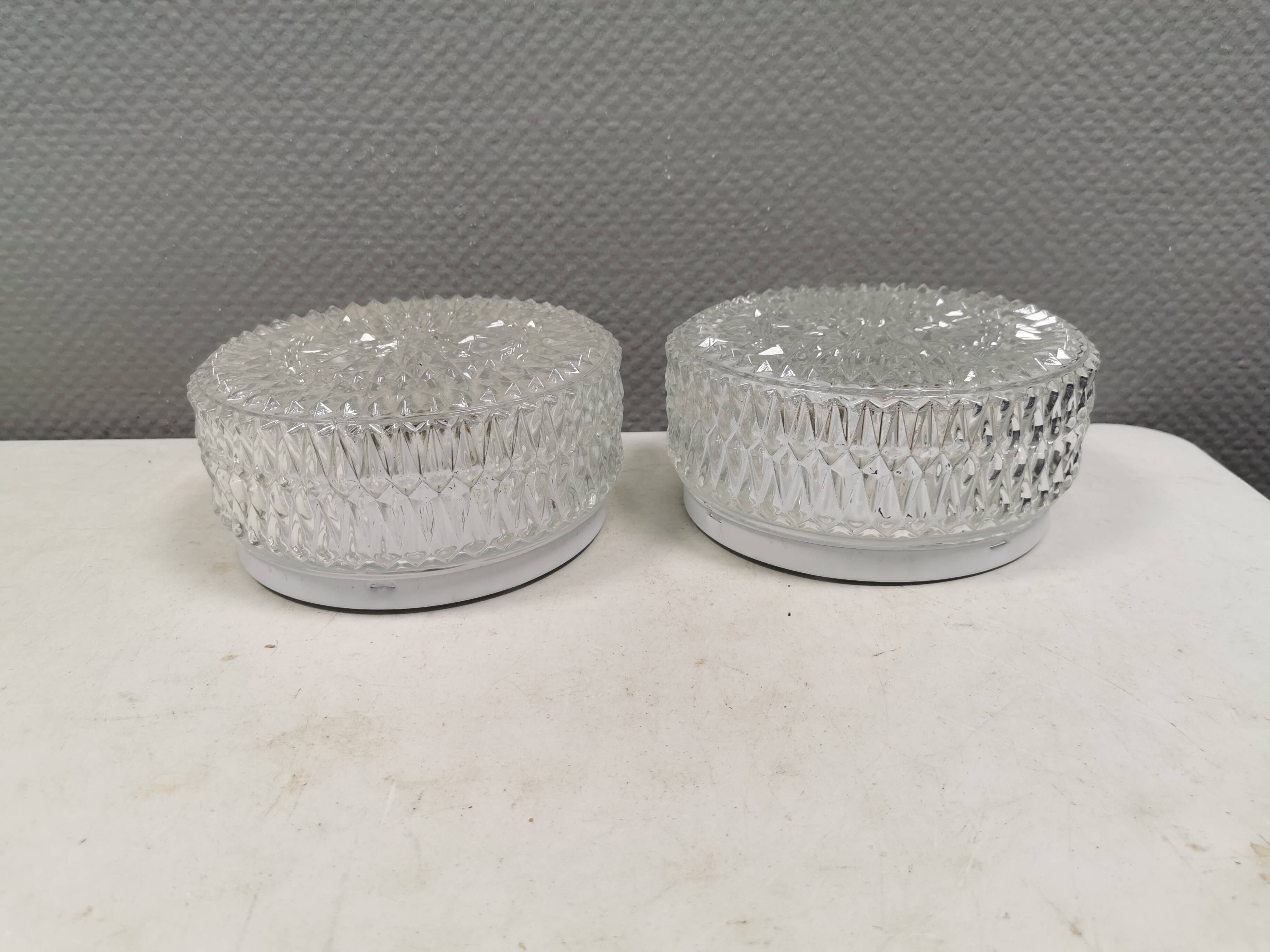 Two beautiful ceiling lights with crystal glass shades. Denmark 1980s