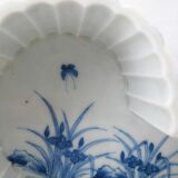Old Chinese or Japanese blue and white porcelain planter from the late 19th or early 20th century