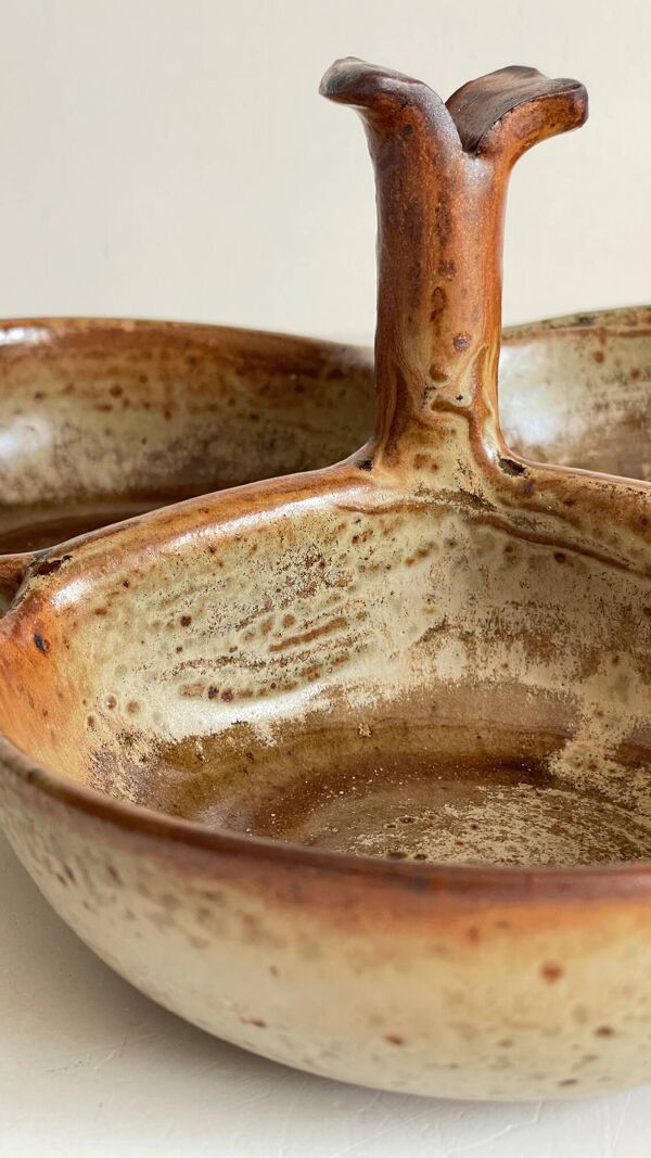 Plat apéritif grès emaillé vintage