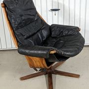 Vintage lounge armchair Gote Mobler 1960 swivel and reclining