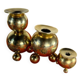 Brass candlesticks Gusum Sweden 1980 x3