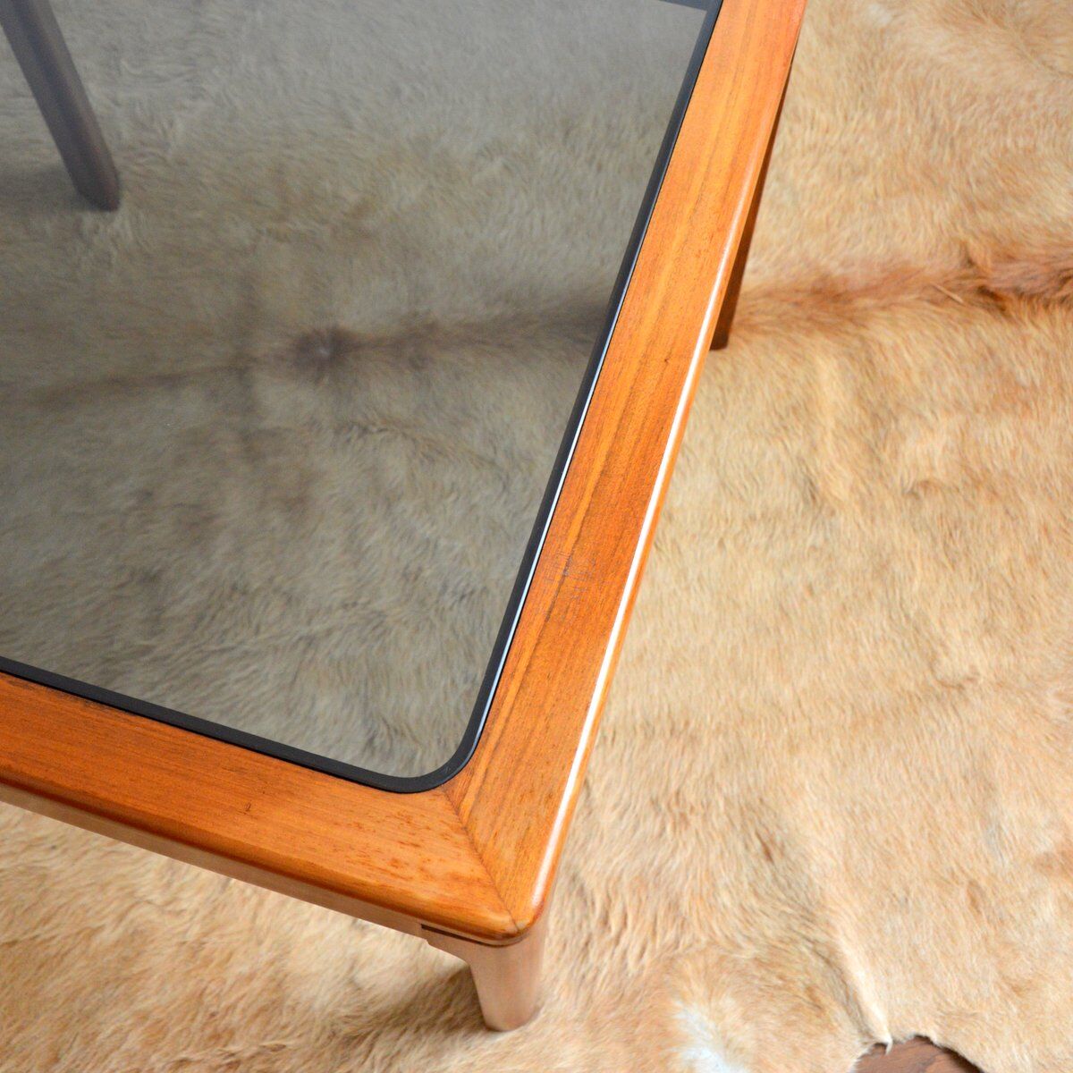 Scandinavian teak and glass coffee table 1970s