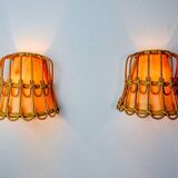 Paire d'appliques en rotin, France, 1960