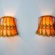 Pair of rattan wall lights, France, 1960