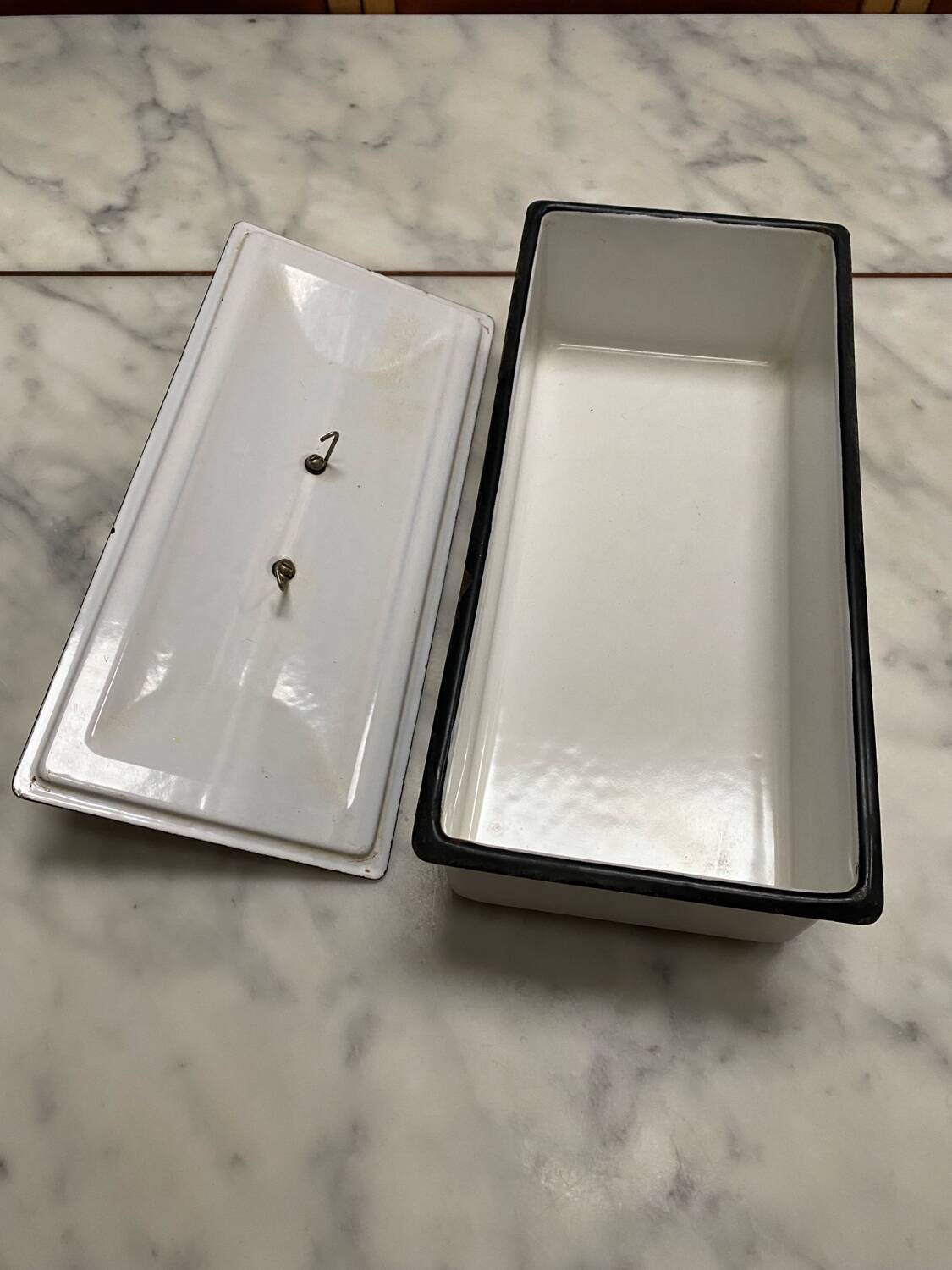 Vintage enameled cast iron fish bowl