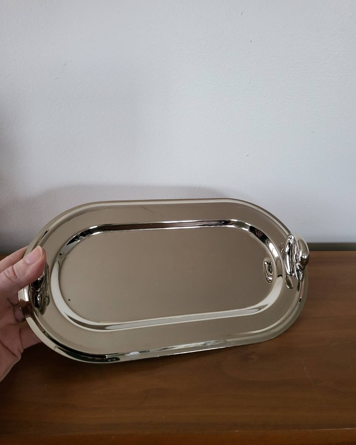 Plat de service à foie gras en métal argenté