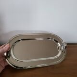 Plat de service à foie gras en métal argenté