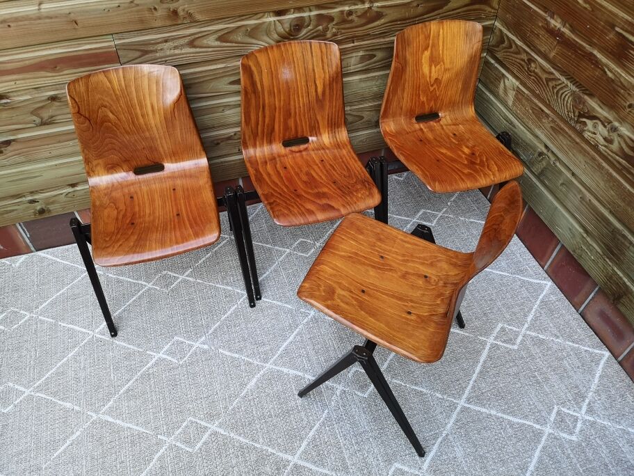 Set de 4 chaises Galvanitas s22, teinte chêne claire