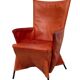 Gerard van der Berg Orange Leather Skirt Arm Chair 1980s