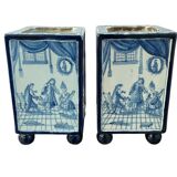 pair of square planters, Samson, quadrangular, old earthenware