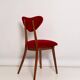 Heart-shaped chair in red velvet and beech wood, Poland, 1960s