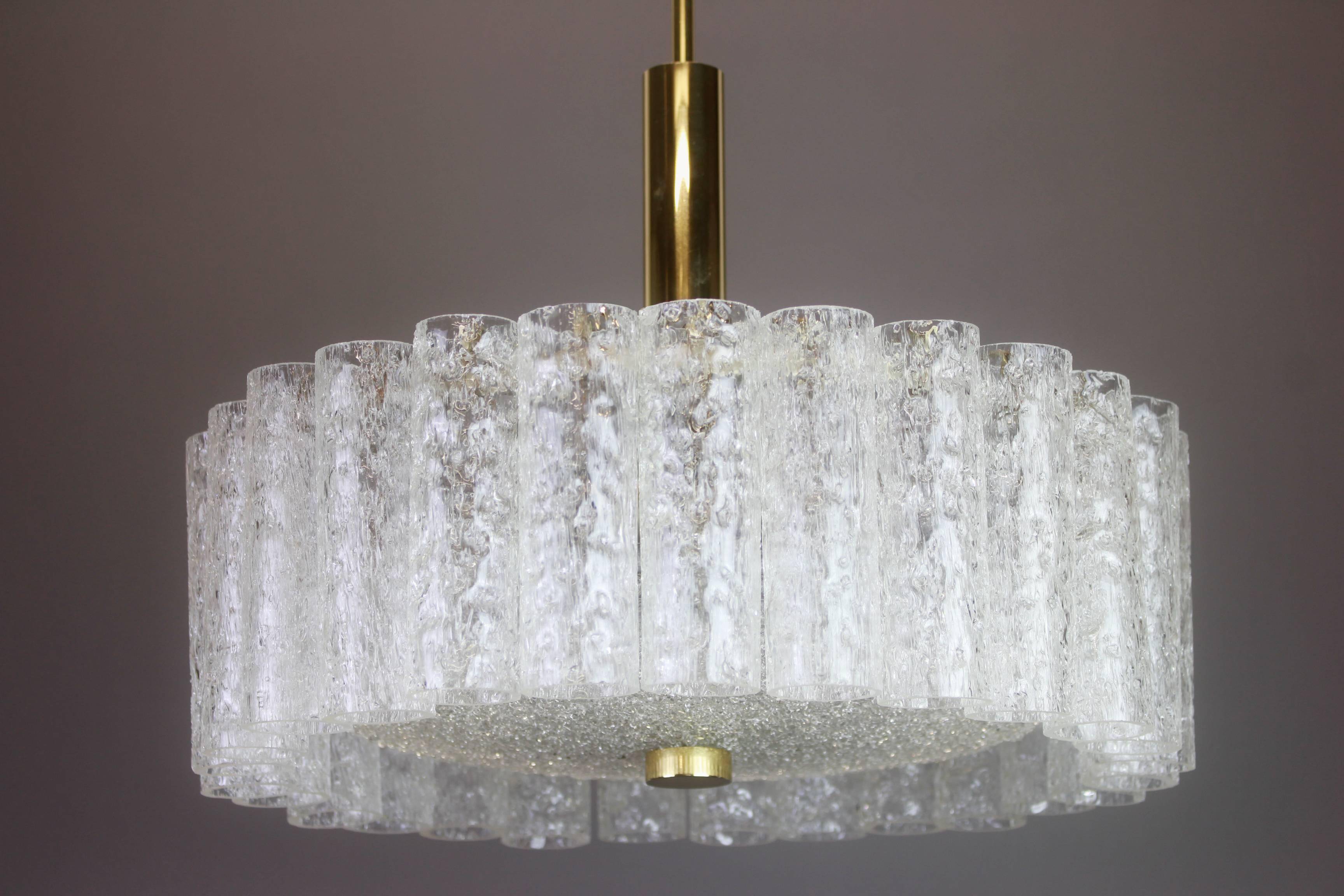 Superb glass tube chandelier from Murano by Doria, Germany, 1970s.