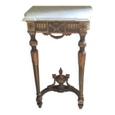 Golden wood and marble console in neoclassical style