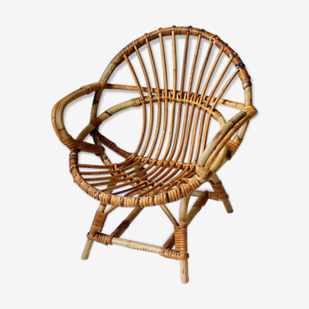 Chair rattan vintage child shell