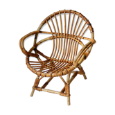 Fauteuil coquille rotin vintage enfant