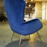 Armchair wingchair shepherdess 50s 60 blue