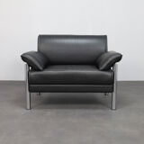 Postmodern Italian lounge chair in leather and chrome, 1980s