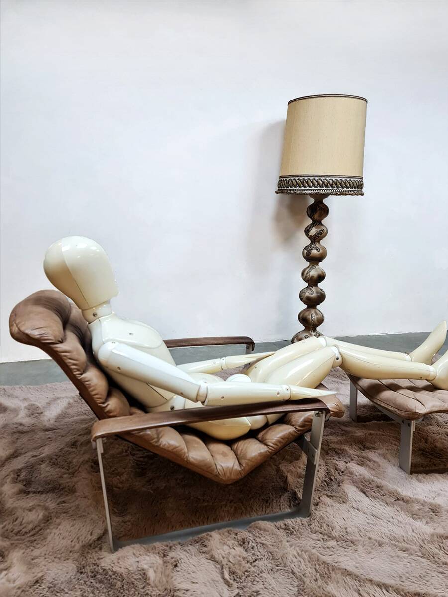 Vintage leather & chrome lounge chair