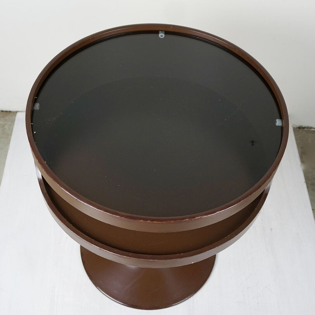 Luna Space Age chocolate brown tulip side table by Opal, Germany