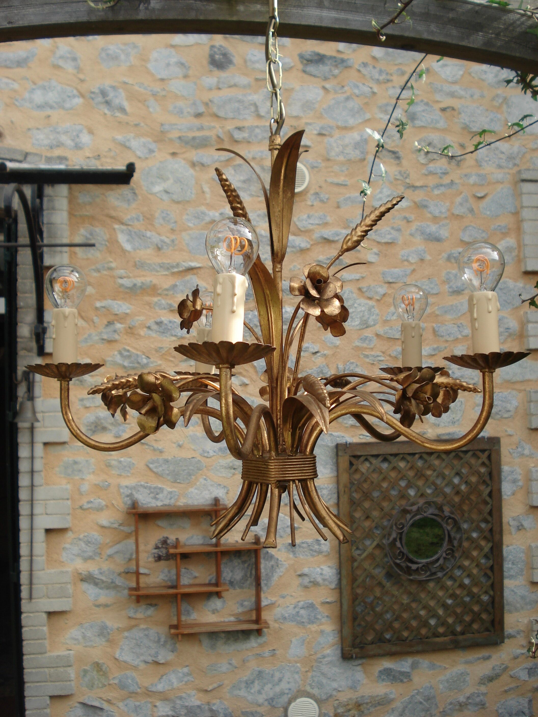 Lustre vintage 1950 epis de ble/fleurs