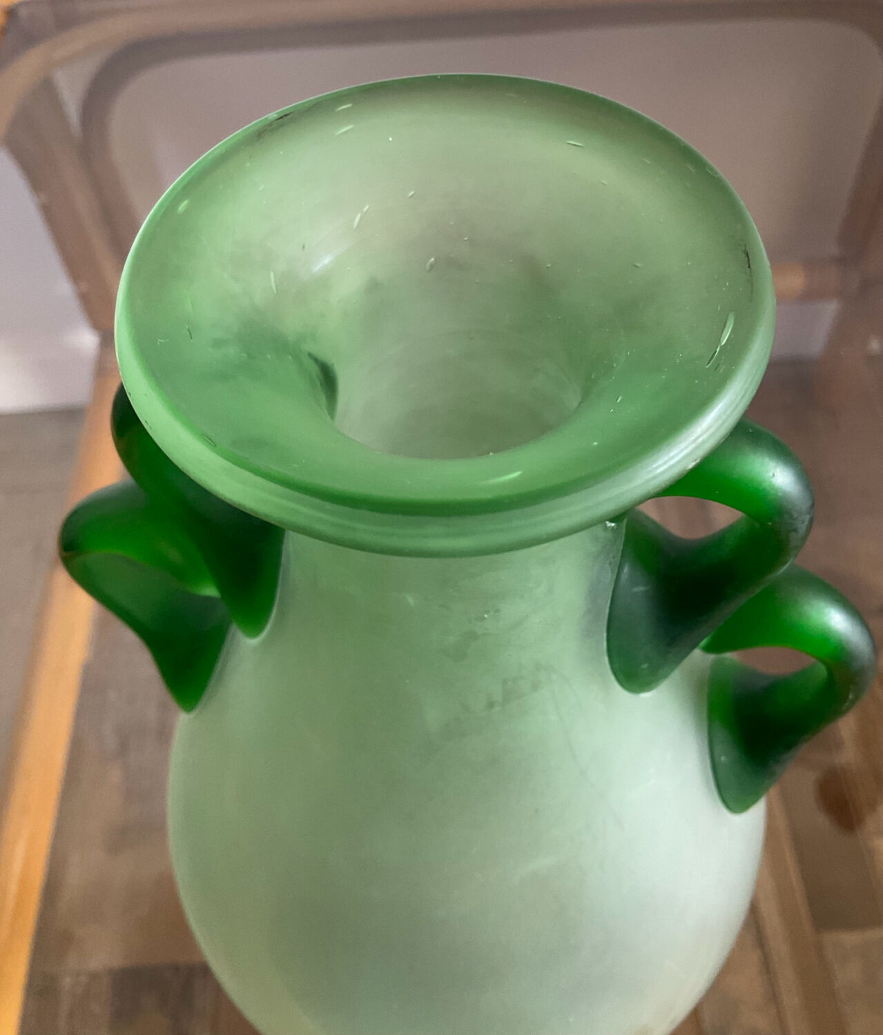 Pair of vintage glass paste ear vases