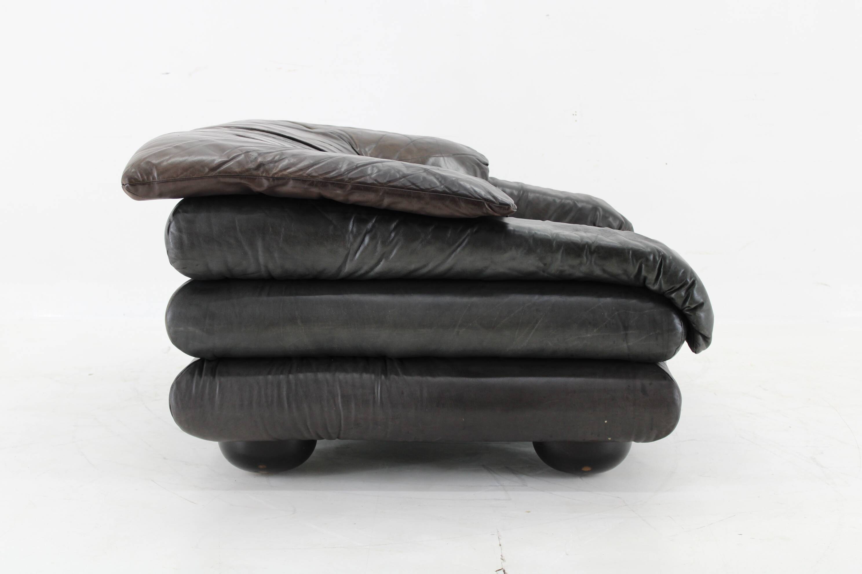 1970s Wiener Werkstätte Brutalist Letaher Adjustable Armchair