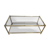 Table basse laiton et verre fumé
