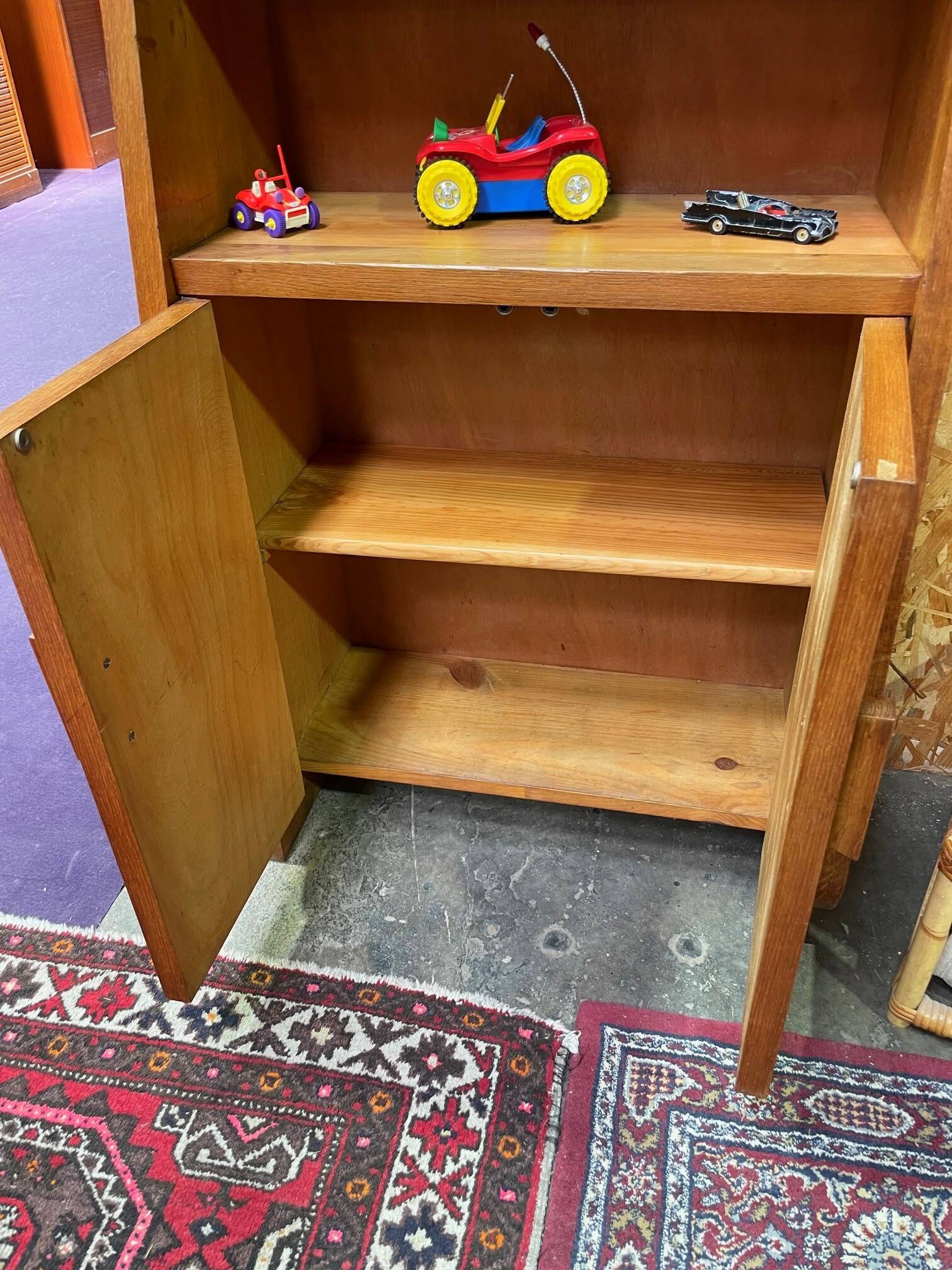 Vintage oak library designed in the 1950s.