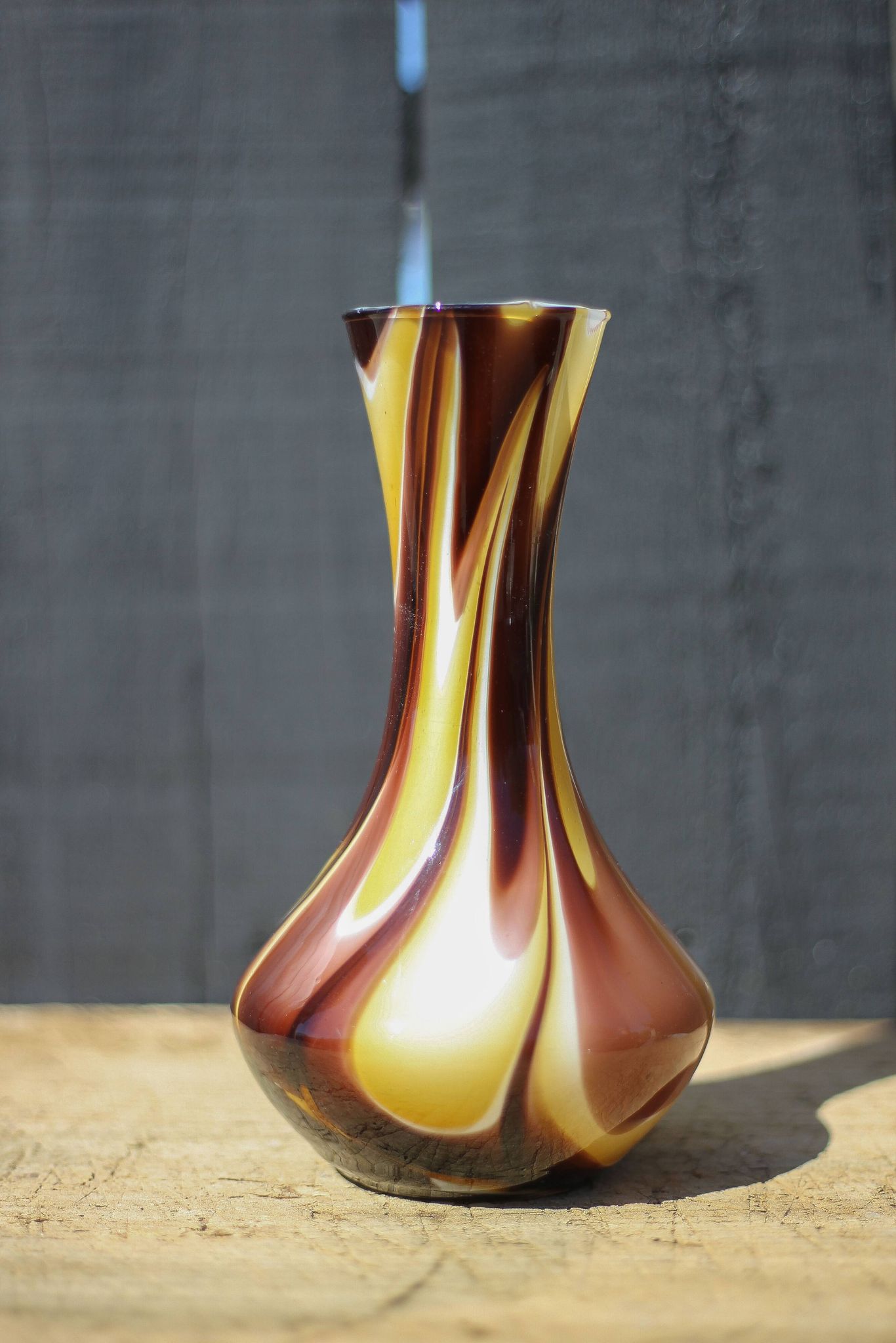 Italian opaline vase, flower pot, flower vase, blown glass, retro, interior decoration