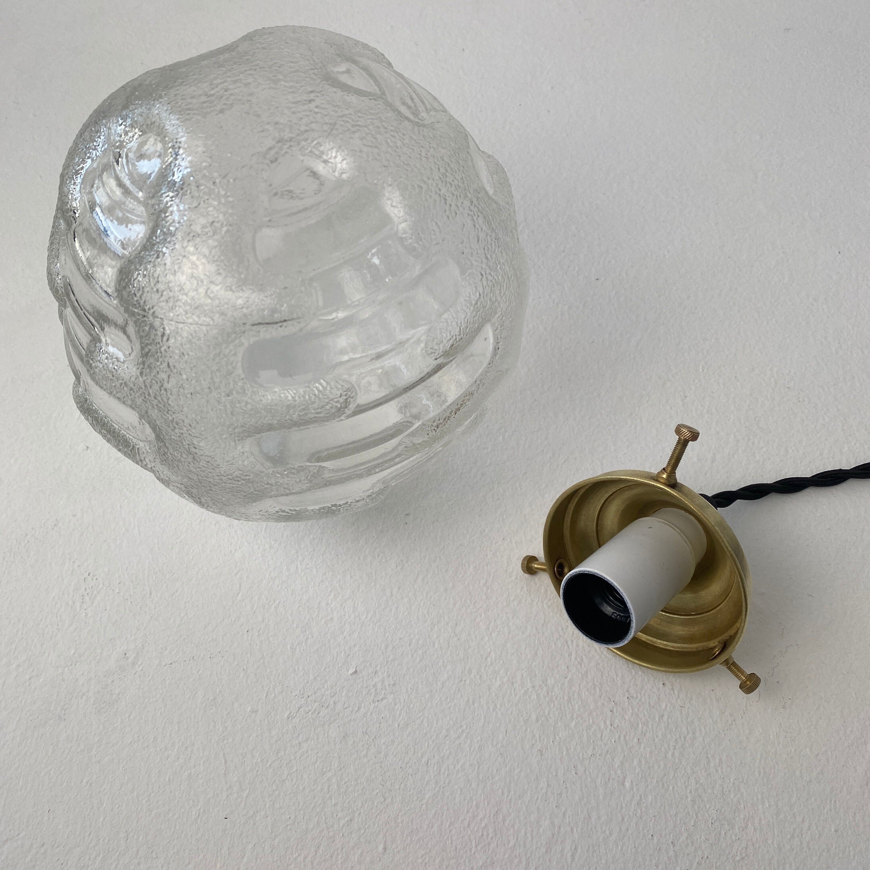 Pair of old round pendant lamps 15 cm vintage