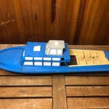 Old Toy Boat Sheet Metal MS Helgoland A Remontoir 1950 Vintage #A599