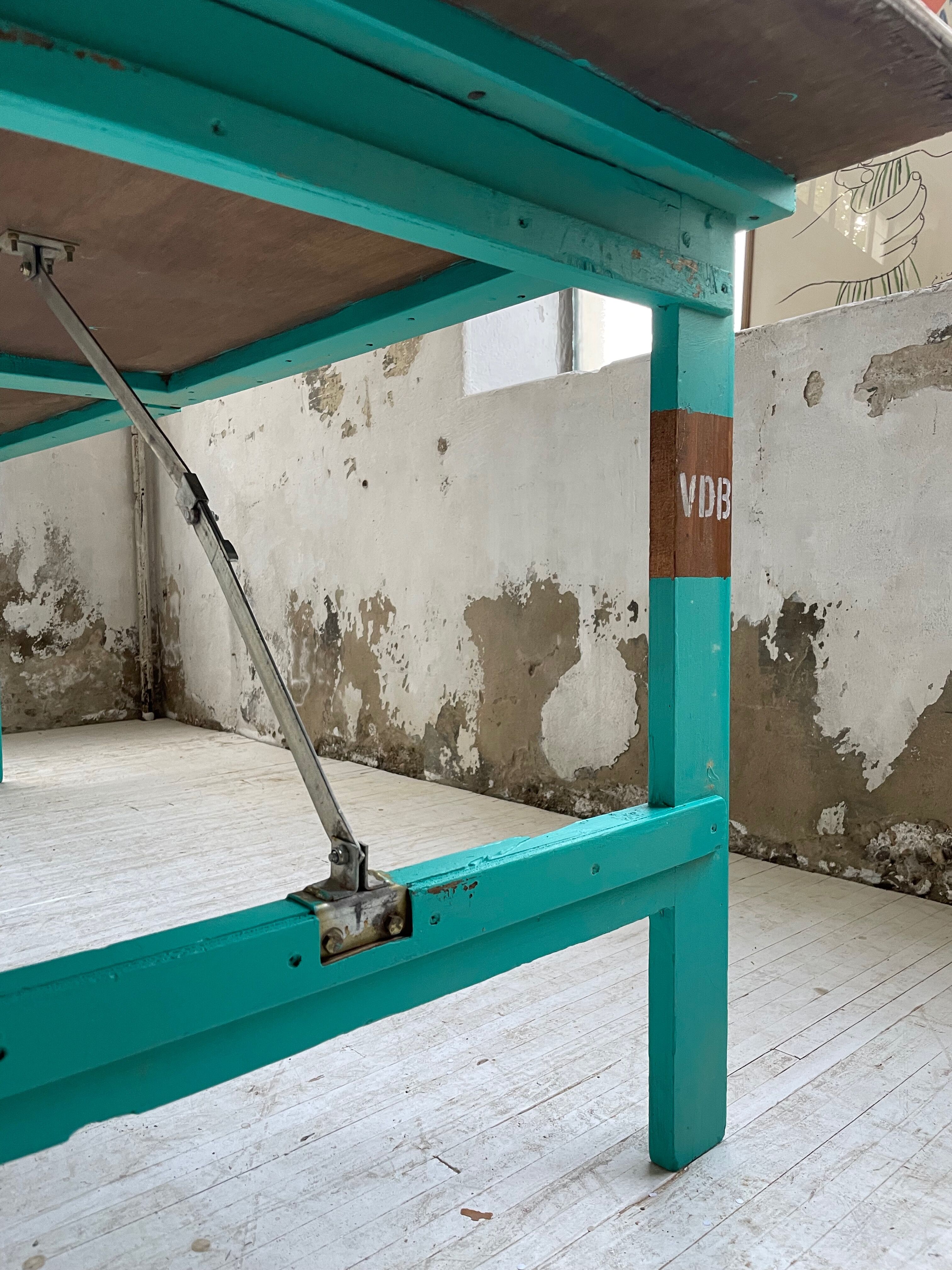 Vintage guinguette table 230 cm green