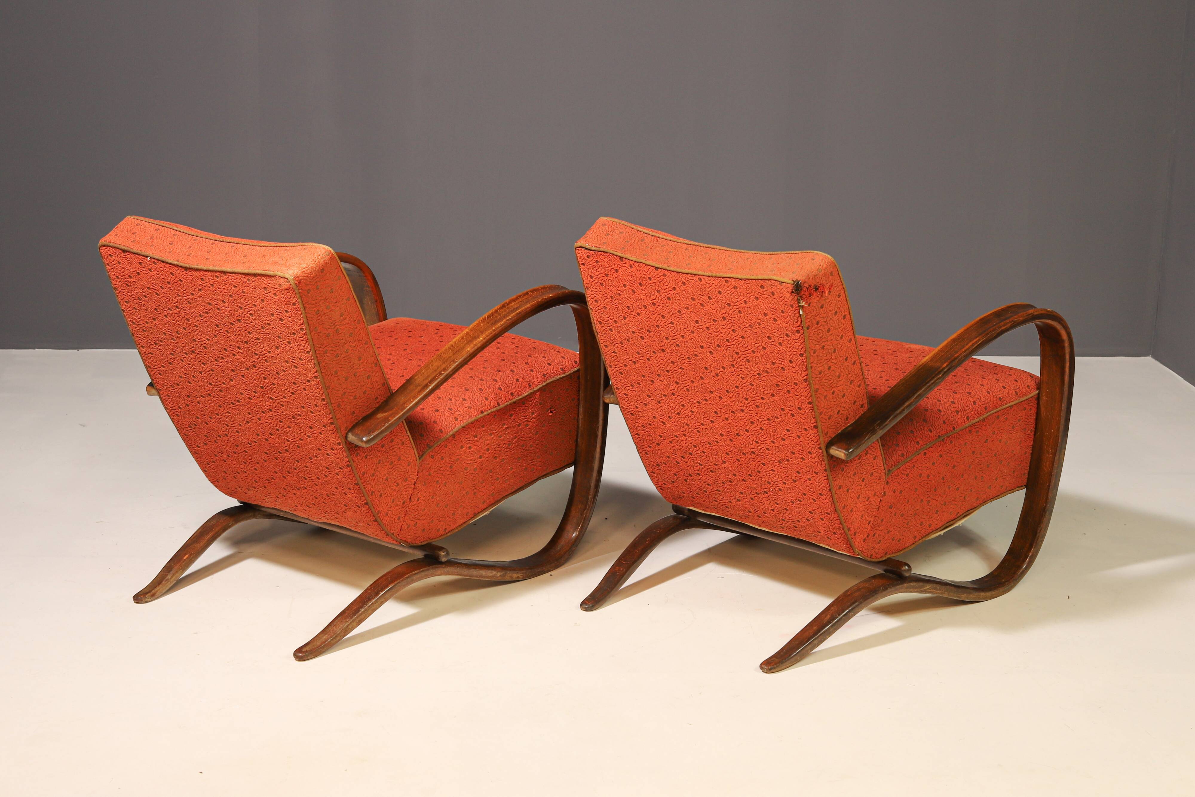 Fauteuils ART DECO H269 de Jindřich Halabala, années 1930, lot de 2