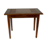 Table chess marqueterie piece sculptee bois 1930