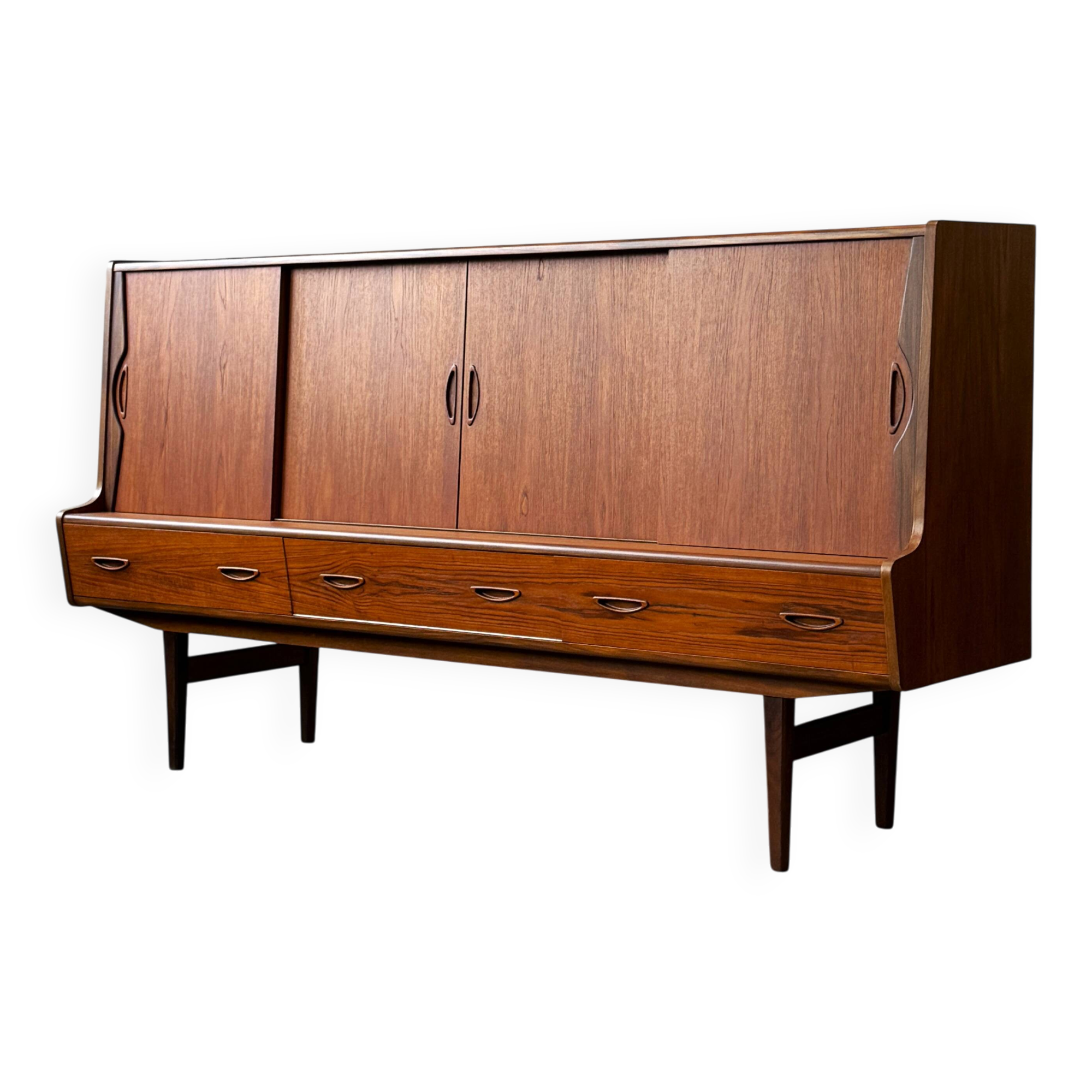 Buffet en teck, Danemark, années 1960/1970, style Mid-C Modern, vintage