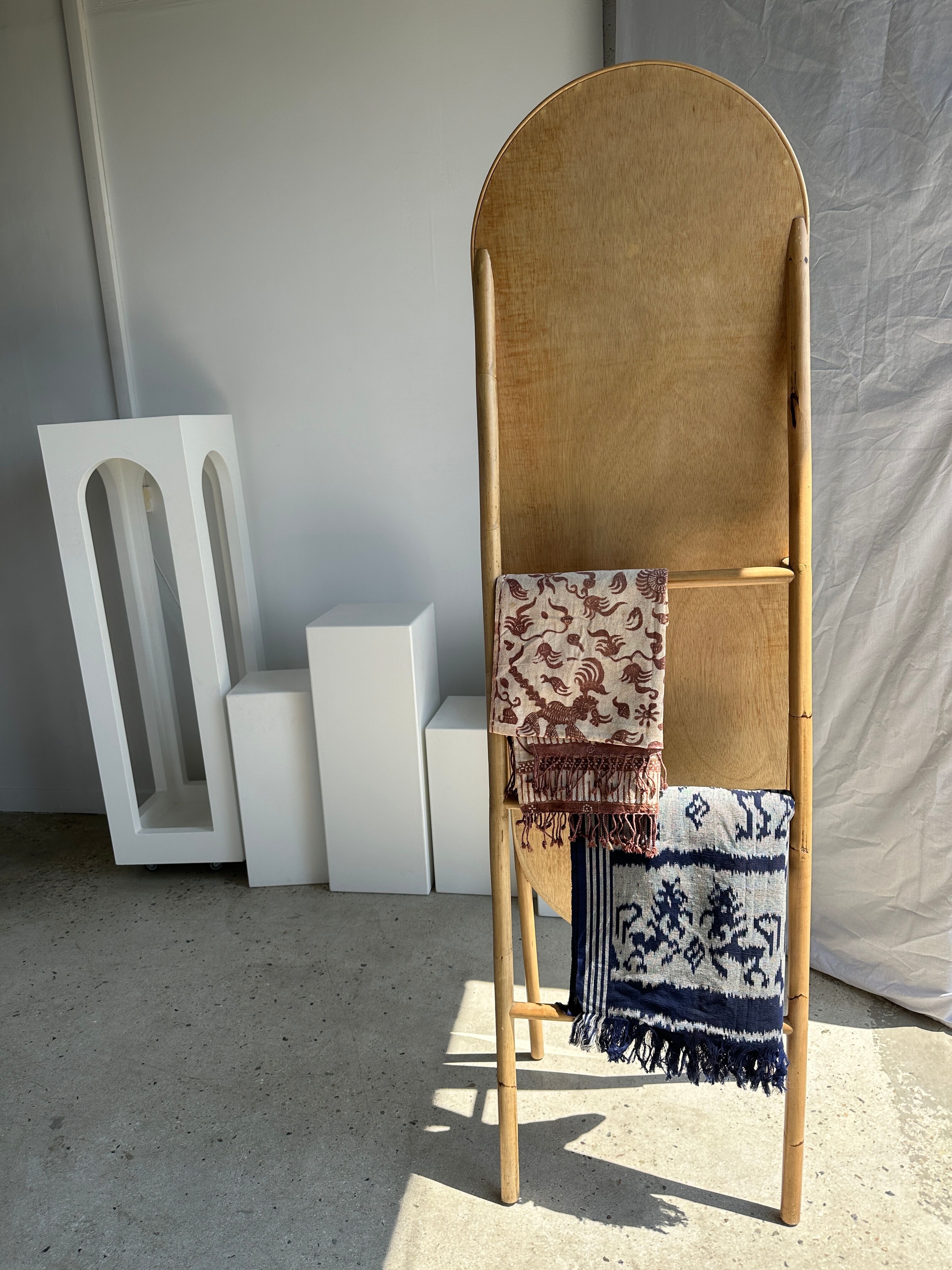 Floor mirror in bamboo and rattan H:1m80